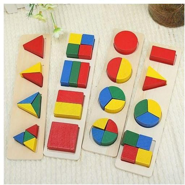 Wooden geometrical shape building block, Teaching Resources classic building blocks toy children Mo