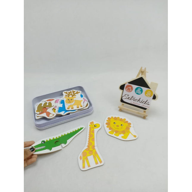 Wooden Shape Puzzle - Steel Box - Big - ANIMAL - EKT0736