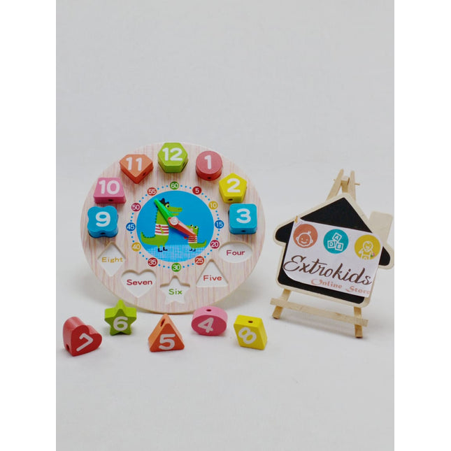 Wooden Seton Clock for Toddler With lacing - EKT1068
