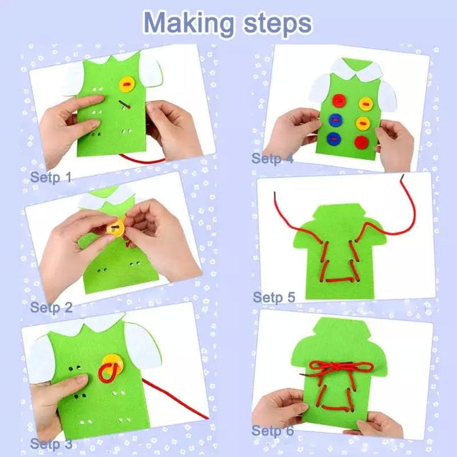 Extrokids Wooden Threading Clothes Funny Button Threading Board Rope Game Early Education Toy for Child - EKT1250