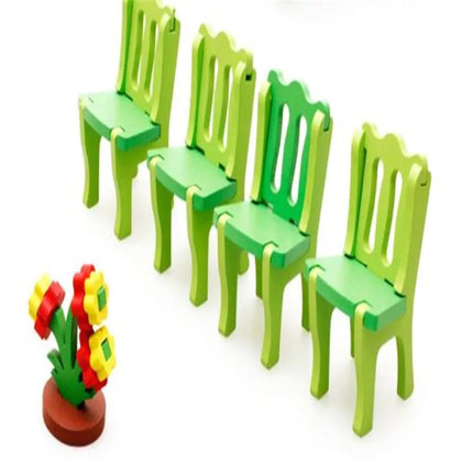 Extrokids Wooden 3D assembling furniture Chair blocks toys - EKT1295