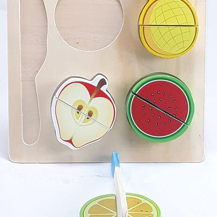 Wooden Fruit Cutting Set Toy , Realistic Sliceable Fruits with Velcro , Cooking Play House Set , Educational Toys Kids 3 + Years PINE APPLE2 - EKT1301