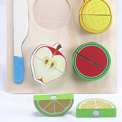 Wooden Fruit Cutting Set Toy , Realistic Sliceable Fruits with Velcro , Cooking Play House Set , Educational Toys Kids 3 + Years PINE APPLE2 - EKT1301