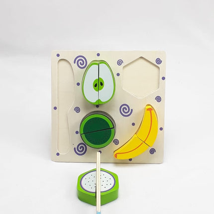 Wooden Fruit Cutting Set Toy , Realistic Sliceable Fruits with Velcro , Cooking Play House Set , Educational Toys Kids 3 + Years BANANA2 - EKT1302