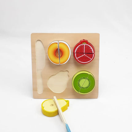 Wooden Fruit Cutting Set Toy , Realistic Sliceable Fruits with Velcro , Cooking Play House Set , Educational Toys Kids 3 + Years POMOGRANET2 - EKT1303