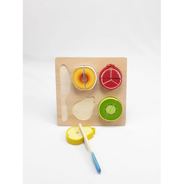 Wooden Fruit Cutting Set Toy , Realistic Sliceable Fruits with Velcro , Cooking Play House Set , Educational Toys Kids 3 + Years POMOGRANET2 - EKT1303