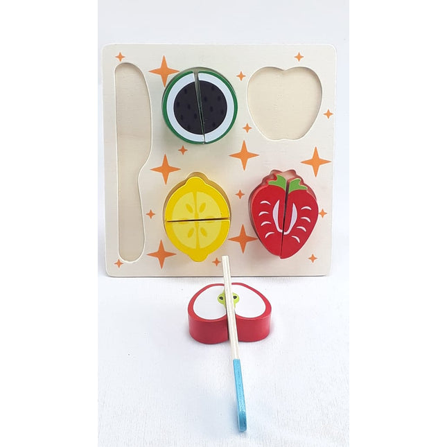 Wooden Fruit Cutting Set Toy , Realistic Sliceable Fruits with Velcro , Cooking Play House Set , Educational Toys Kids 3 + Years STRAWBERRY2 - EKT1304