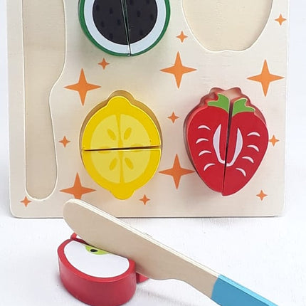 Wooden Fruit Cutting Set Toy , Realistic Sliceable Fruits with Velcro , Cooking Play House Set , Educational Toys Kids 3 + Years STRAWBERRY2 - EKT1304