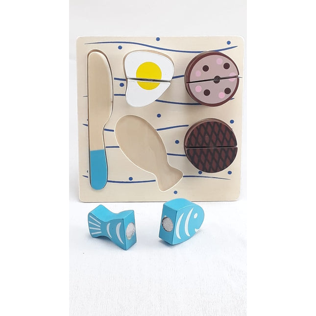 Wooden Fruit Cutting Set Toy , Realistic Sliceable Fruits with Velcro , Cooking Play House Set , Educational Toys Kids 3 + Years NON VEG2 - EKT1305