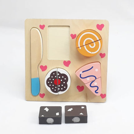 Wooden Fruit Cutting Set Toy , Realistic Sliceable Fruits with Velcro , Cooking Play House Set , Educational Toys Kids 3 + Years CAKE2 - EKT1306