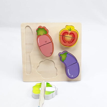 Wooden Fruit Cutting Set Toy , Realistic Sliceable Fruits with Velcro , Cooking Play House Set , Educational Toys Kids 3 + Years BRINJAL2 - EKT1307