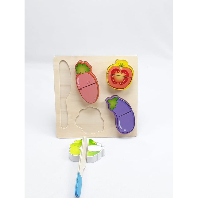 Wooden Fruit Cutting Set Toy , Realistic Sliceable Fruits with Velcro , Cooking Play House Set , Educational Toys Kids 3 + Years BRINJAL2 - EKT1307