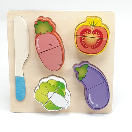 Wooden Fruit Cutting Set Toy , Realistic Sliceable Fruits with Velcro , Cooking Play House Set , Educational Toys Kids 3 + Years BRINJAL2 - EKT1307