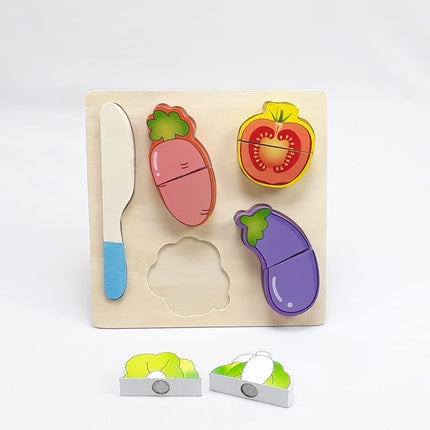 Wooden Fruit Cutting Set Toy , Realistic Sliceable Fruits with Velcro , Cooking Play House Set , Educational Toys Kids 3 + Years BRINJAL2 - EKT1307
