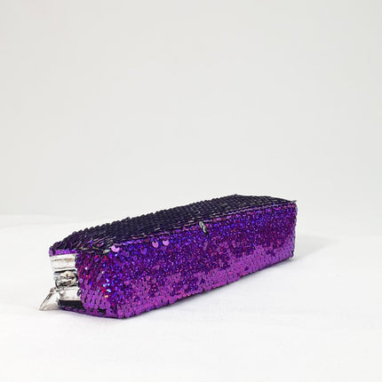 Extraordinary Creativity Sequin and Canvas Pencil Case, Pencil Bag Cosmetics Makeup Colorful & Useful pure handmade POUCHPURPPLE - EKC1320