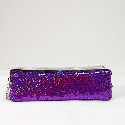 Extraordinary Creativity Sequin and Canvas Pencil Case, Pencil Bag Cosmetics Makeup Colorful & Useful pure handmade POUCHPURPPLE - EKC1320