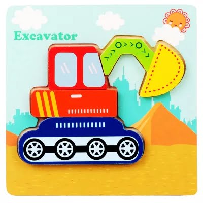 Extrokids Educational Wooden 6x6 puzzle board printedexcavator - EKT1345