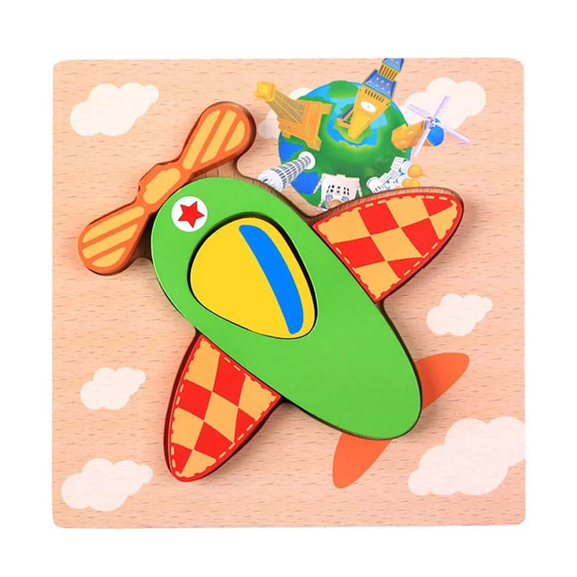 Extrokids Early Learning Wooden 6x6 puzzle board printedair plane Children Educational Montessori Toys - EKT1346
