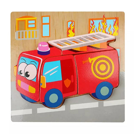 Extrokids Early Learning Wooden 6x6 puzzle board printed fire vehicle Children Educational Montessori Toys - EKT1347
