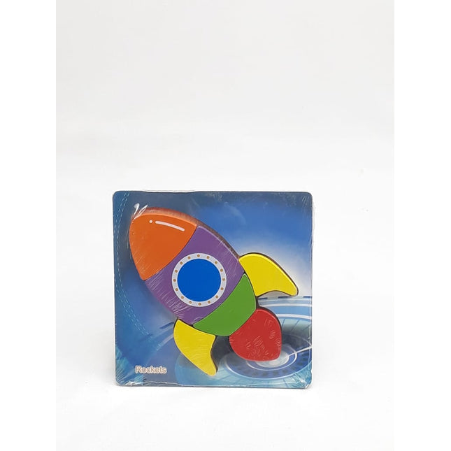 Extrokids Wooden 6x6 puzzle board printed Rockets - EKT1349