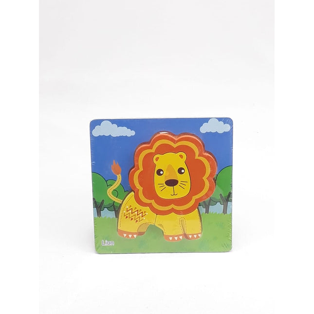 Extrokids Wooden 6x6 puzzle board printed yellow color Lion - EKT1353