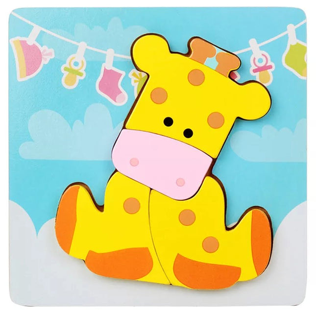 Extrokids Wooden 6x6 puzzle board printed Giraffe - EKT1356