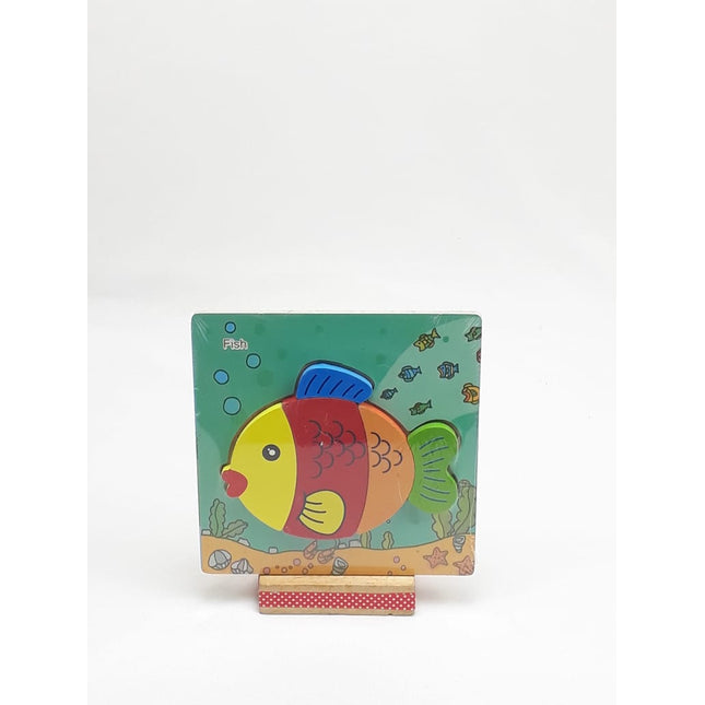 Extrokids Wooden 6x6 puzzle board printed Colorful Fish - EKT1360