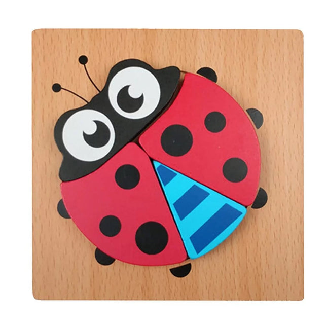 Extrokids Wooden 6x6 puzzle board printed Lady bug - EKT1368
