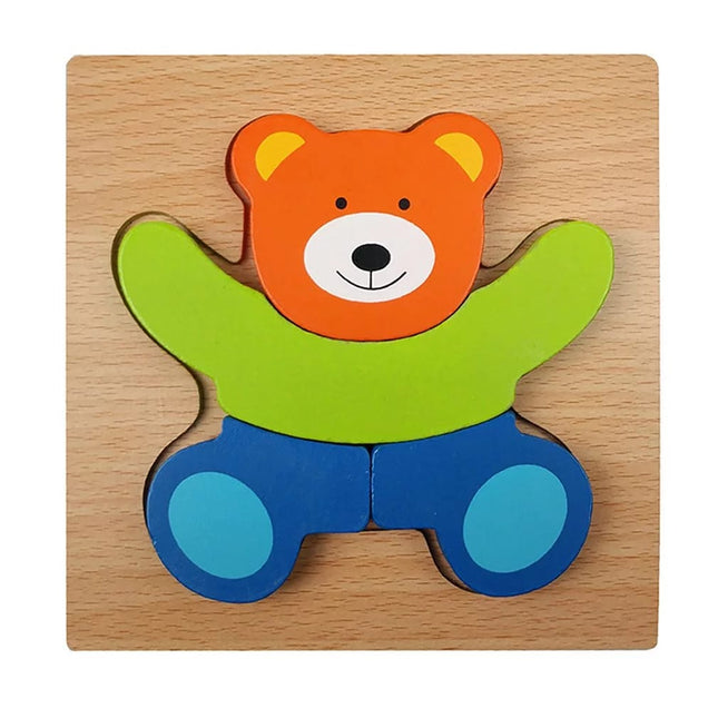 Extrokids Wooden 6x6 puzzle board printed Color full Bear - EKT1371
