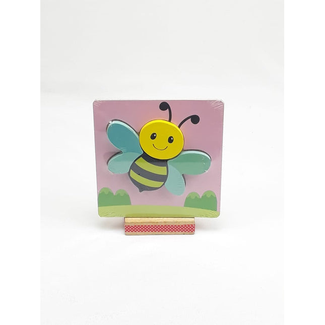 Extrokids Wooden Cartoon Animal Intelligence Puzzle Printed Pink Honey bee Board for Children - EKT1383