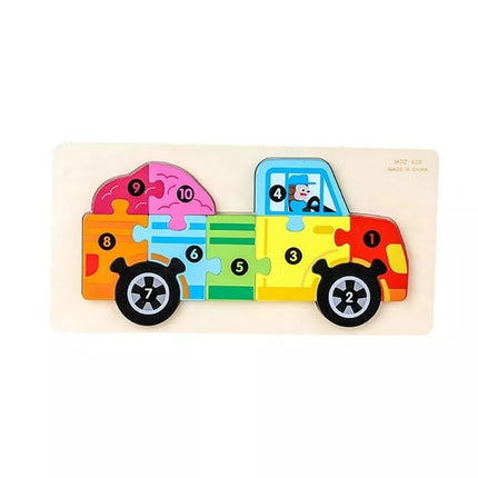Extrokids Wooden Cartoon Puzzle board with number Hint - For Car Baby Memory Exercise Toy - EKT1398