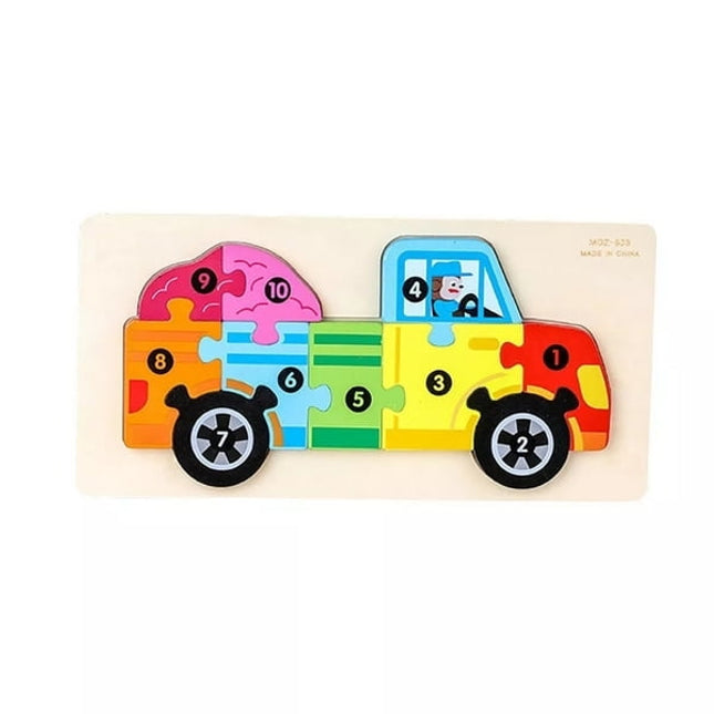 Extrokids Wooden Cartoon Puzzle board with number Hint - For Car Baby Memory Exercise Toy - EKT1398