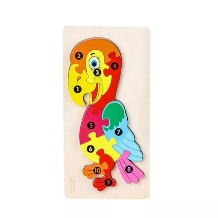 Extrokids Wooden Puzzle board with number Hint -Parrot - EKT1402
