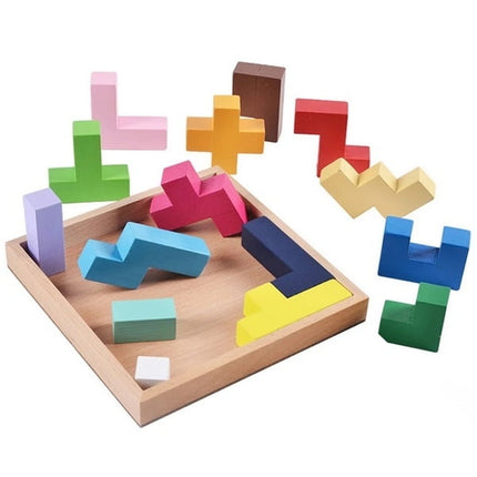 Extrokids Wooden educational Cube puzzle game,Puzzle wood Tetris game wisdom puzzle toy, Kids woo