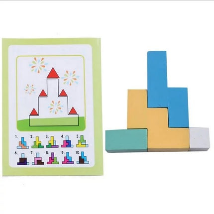 Extrokids Wooden educational Cube puzzle game,Puzzle wood Tetris game wisdom puzzle toy, Kids woo