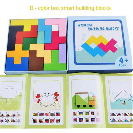 Extrokids Wooden educational Cube puzzle game,Puzzle wood Tetris game wisdom puzzle toy, Kids woo
