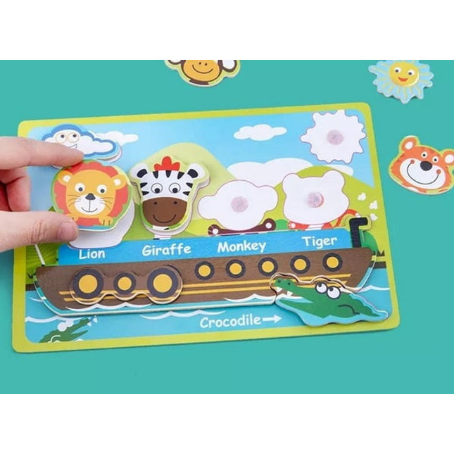 Extrokids Cartoon Excellent Wooden Puzzle Animal Pair Matching Montessori Game for Children - EKT1409