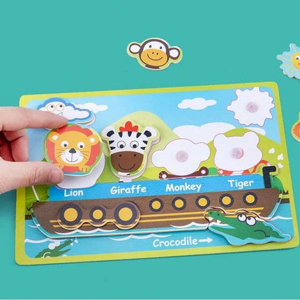 Extrokids Cartoon Excellent Wooden Puzzle Animal Pair Matching Montessori Game for Children - EKT1409