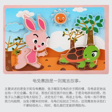 Montessori Game Early Educational Montessori Toys Puzzle Card Cartoon Animal Pair Matching Game Toys for Children - Rabbit - EKT1410