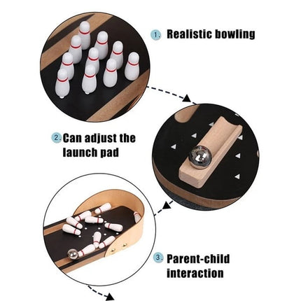 Extrokids Hot Selling Mini Desktop Bowling Game Set Wooden Kids Children Ball Board Game Toy - EKT14