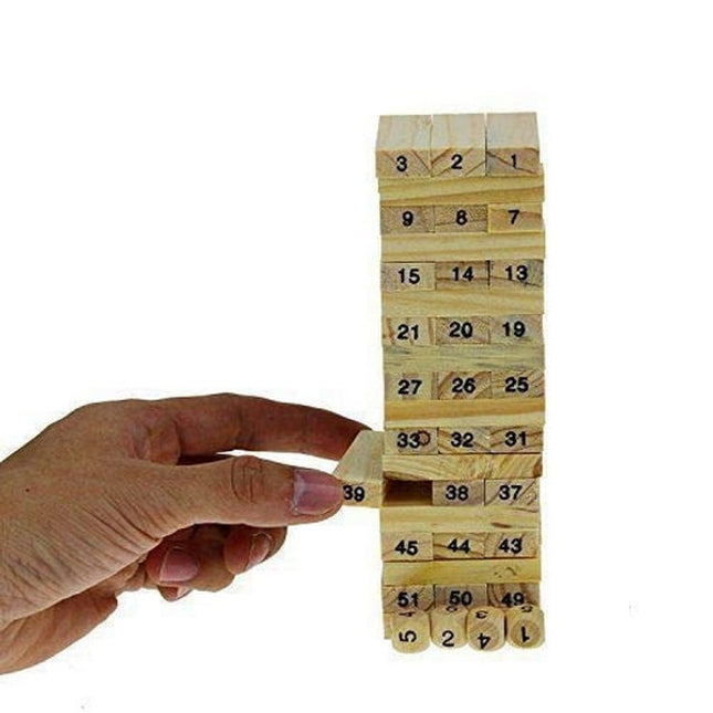 Wooden Block Stacking Board Games for Kids &amp; Adults - 54 Pieces (Mini) Jenga Game - EK1441