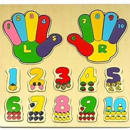 Wooden Number Hand Fingers Counting Board (12 Pieces) - EKT1448