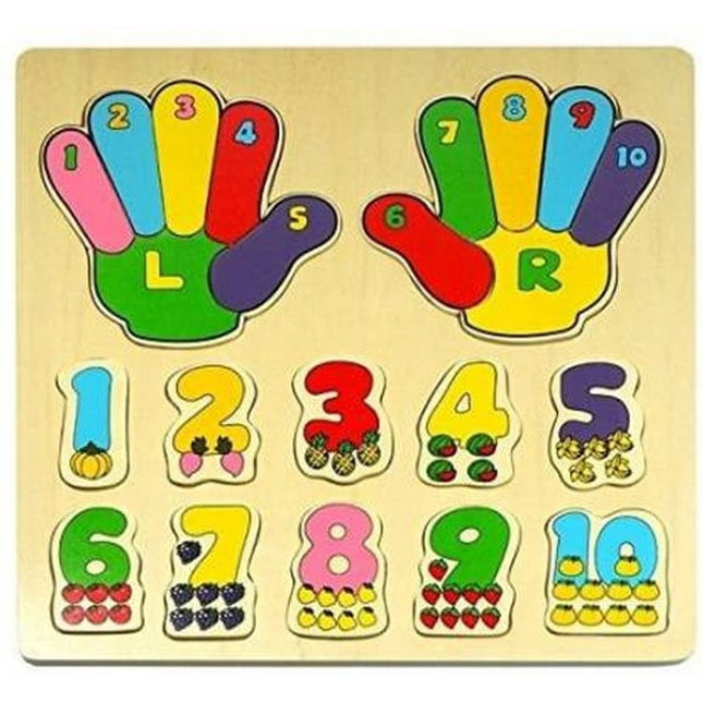 Wooden Number Hand Fingers Counting Board (12 Pieces) - EKT1448