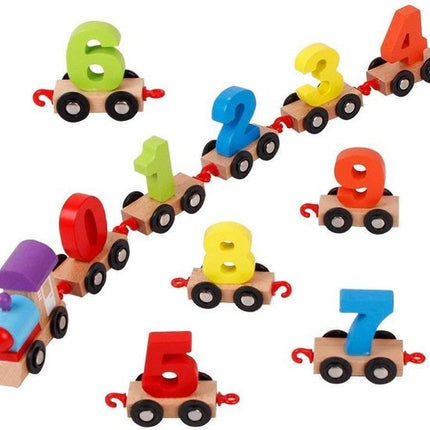 Wooden Train Educational Model Vehicle Toys Vehicle Pattern 0 to 9 Number, Educational Learning Toy