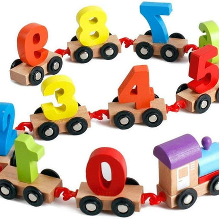 Wooden Train Educational Model Vehicle Toys Vehicle Pattern 0 to 9 Number, Educational Learning Toy