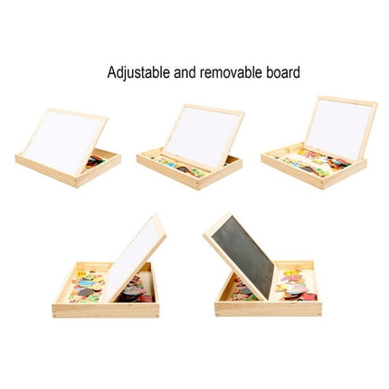 2 in 1 Magnetic Wooden Puzzle Educational Learning Game Toy with Writing & Drawing Board for Kids -