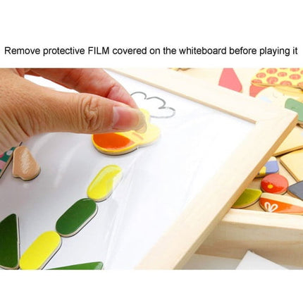 2 in 1 Magnetic Wooden Puzzle Educational Learning Game Toy with Writing & Drawing Board for Kids -