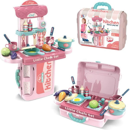Extrokids Pretend Play Accessories Realistic Food 3-in-1 Little Chef Kitchen Playset - EK1466