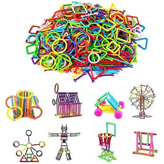 DIY Toys Assembly Colorful Straw Educational Building Smart City Blocks for Kids - EKR0182