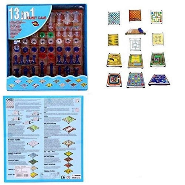 Chess Board Family Game,13 in 1 Magnetic Ludo Chess Snacks and LADDERS Set - Multi Color - EK1475